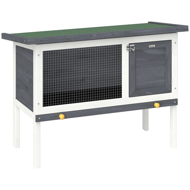 Wooden Rabbit Hutch, Guinea Pig Hutch with Asphalt Roof, Outdoor Eleva