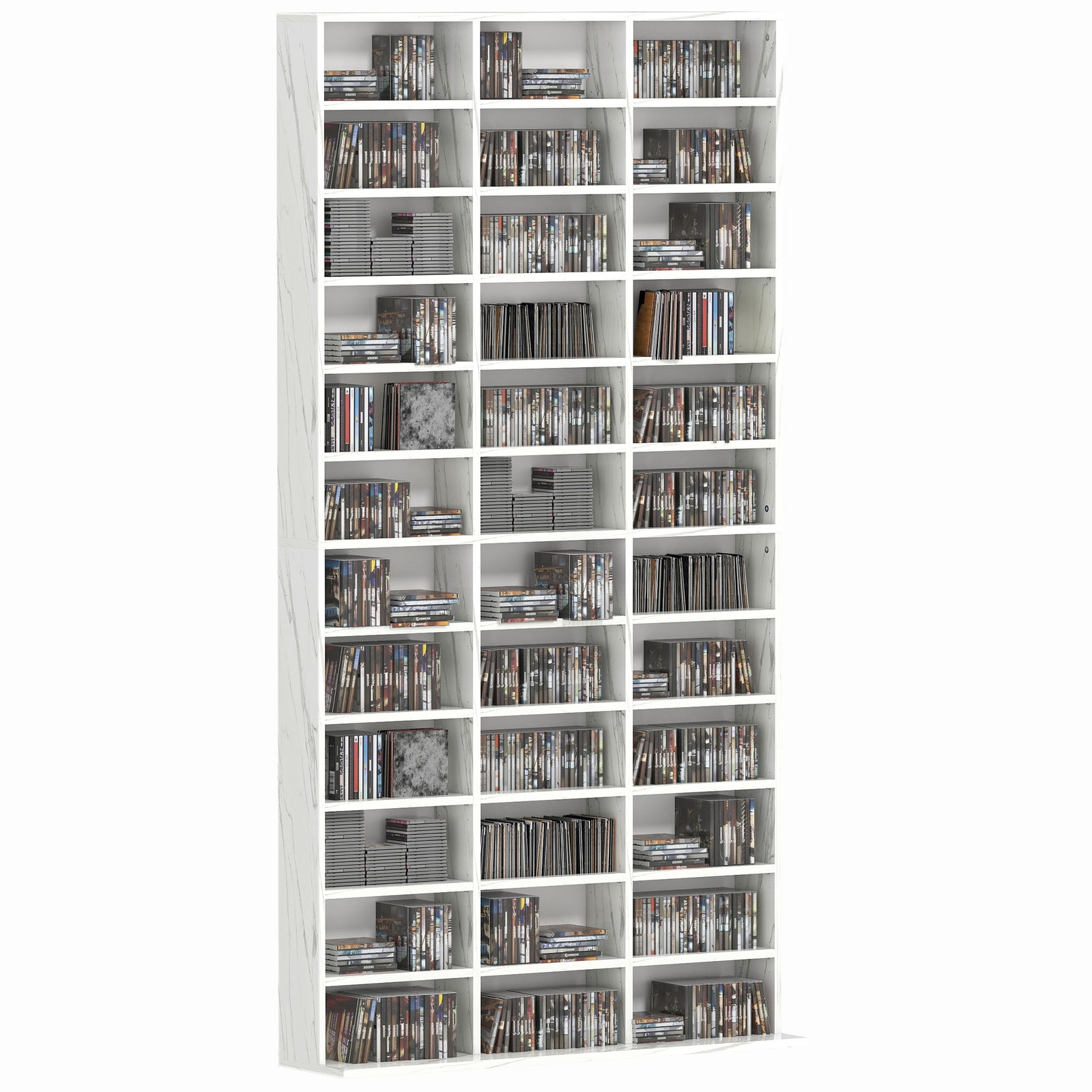 CD Storage Unit with Adjustable Shelves, 102 x 195 cm, Marble Effect