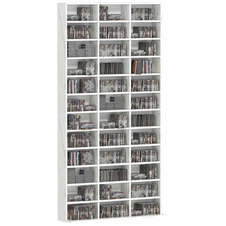 CD Storage Unit with Adjustable Shelves, 102 x 195 cm, Marble Effect