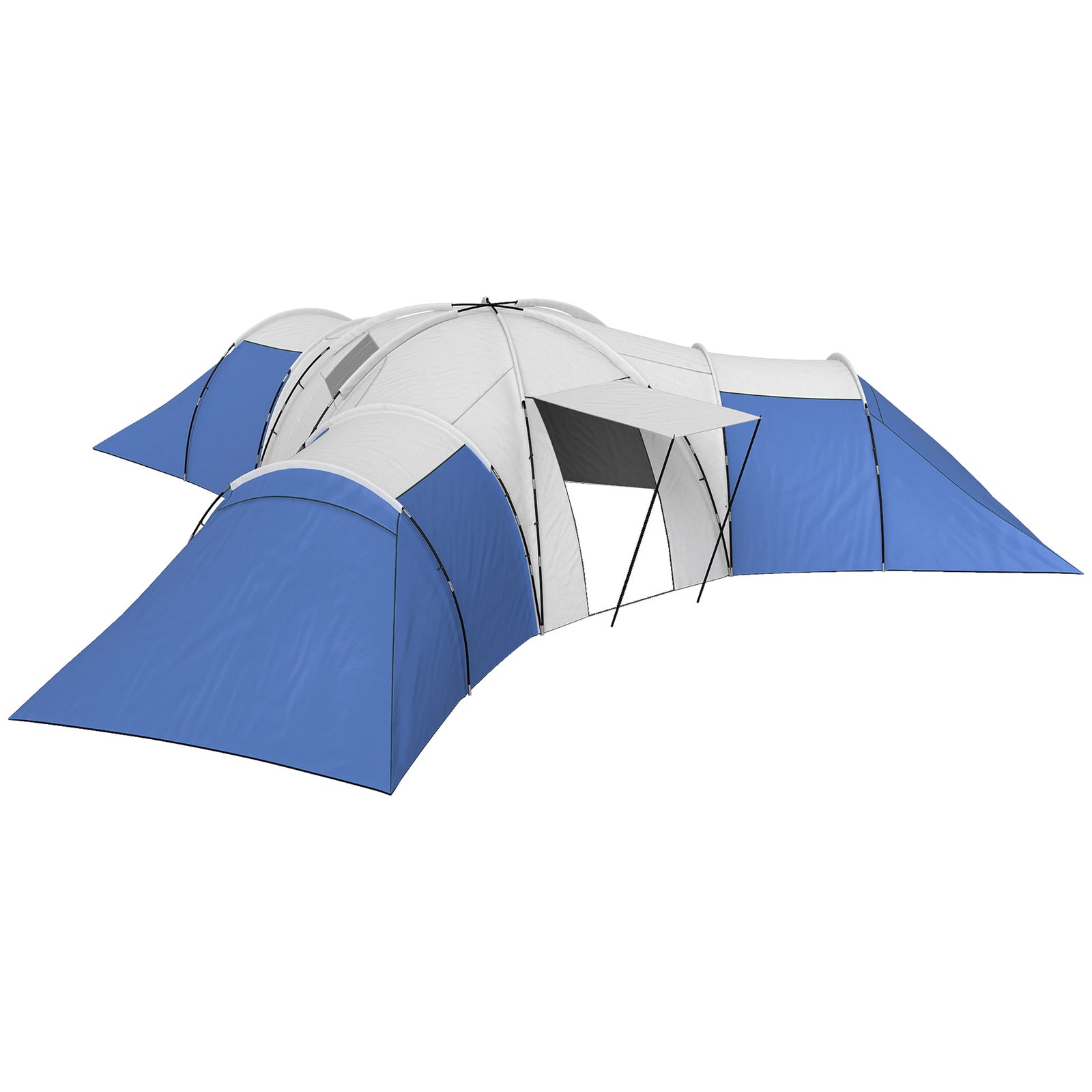 6-9 Man Tent with Bedrooms and Living Room, Accessories Included, Blue