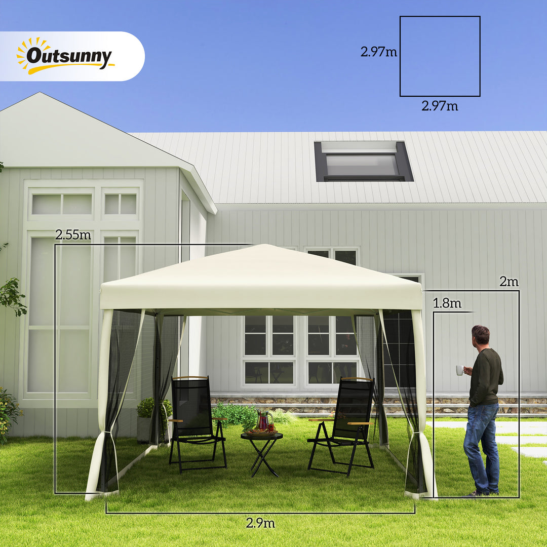 MCL 3 x 3(m) Pop Up Gazebo with 4 Mesh Sides and Carry Bag, Height Adjustable Party Canopy Tent, Portable Garden Outdoor