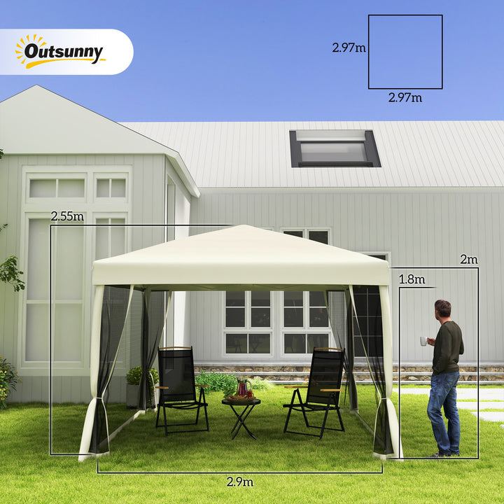 MCL 3 x 3(m) Pop Up Gazebo with 4 Mesh Sides and Carry Bag, Height Adjustable Party Canopy Tent, Portable Garden Outdoor