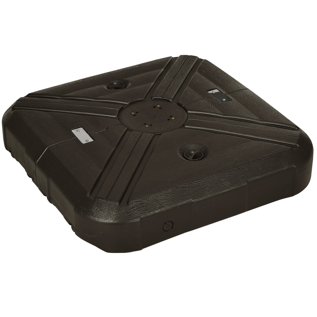 Fillable Cantilever Parasol Base Weights with Steel Cross Base, Garden Umbrella Stand Weight with Wheels, 195kg Sand or 170kg Water Filled, Coffee