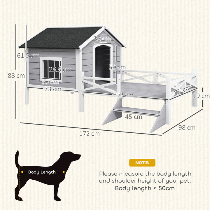 Small/Medium Dog House with Porch, Grey