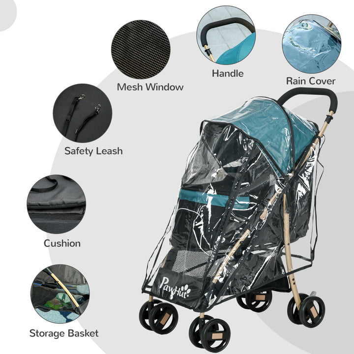 Pet Stroller for Small and Miniature Dogs, with Rain Cover - Dark Green