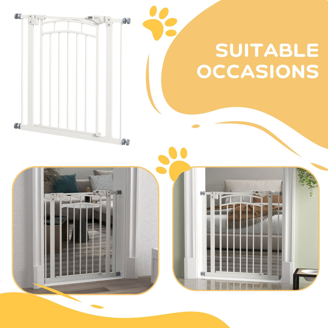 PawHut Pressure Fit Stair Gate, Dog Gate w/ Auto Closing Door, for Small, Medium Dog, Easy Installation, for 74-80cm Opening | Aosom UK