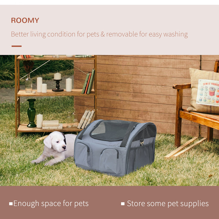 MCL Pet Carrier Folding Bag Car Seat Cat Dog Puppy Kennel Portable Travel Cage Tote Case Mesh Holder House Grey