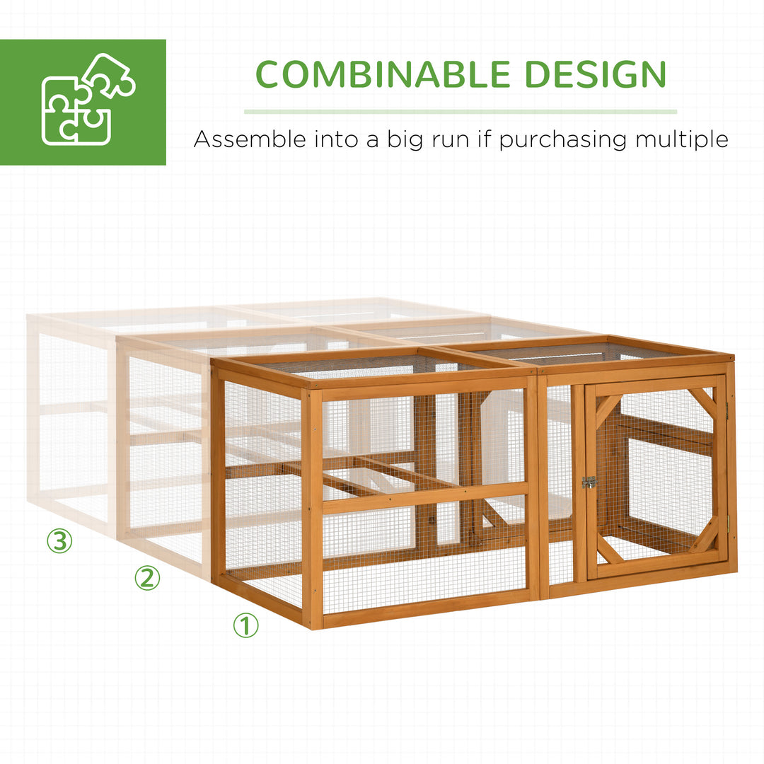 2 Piece Wooden Chicken Coop and Run Set, Poultry Run Cage with Nesting Box, Slide-Out Tray, for 4-8 Chickens, Yellow
