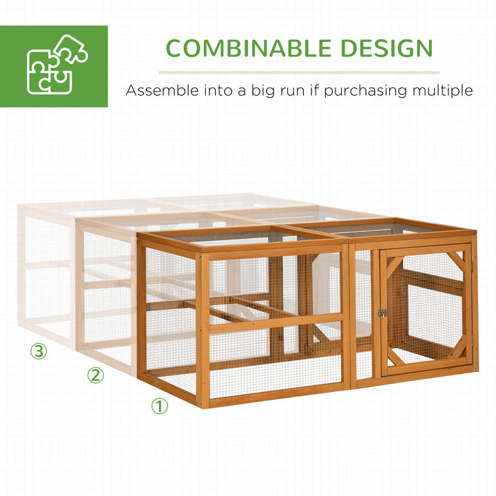 2 Piece Wooden Chicken Coop and Run Set, Poultry Run Cage with Nesting Box, Slide-Out Tray, for 4-8 Chickens, Yellow