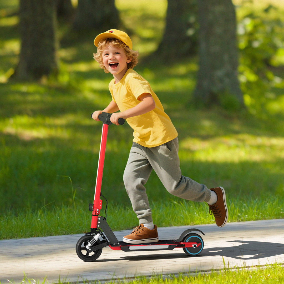 SPORTNOW Folding Electric Scooter for Kids, with Dual Brakes, Front Suspension, LED Colourful Lights