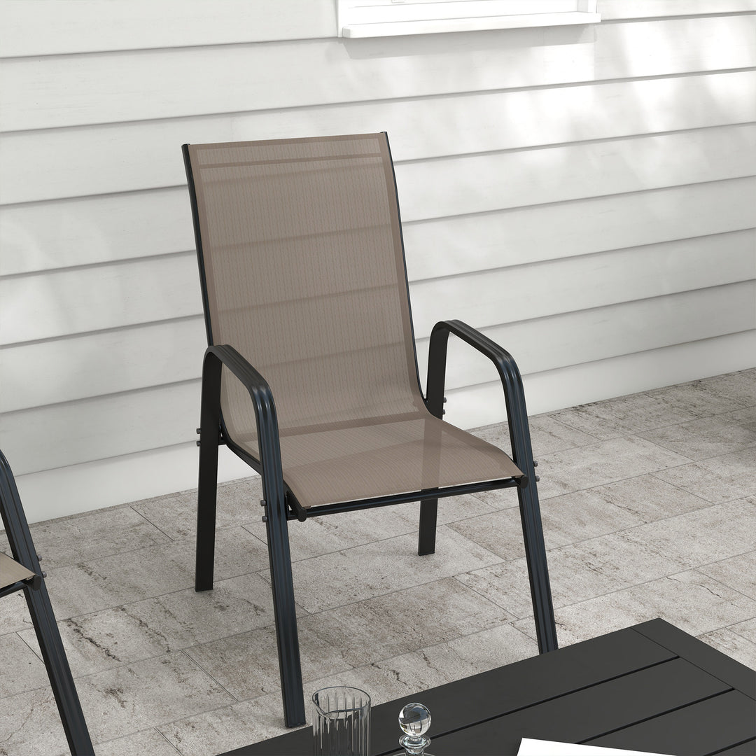 Set of Four Stackable Mesh Seat Chairs - Grey