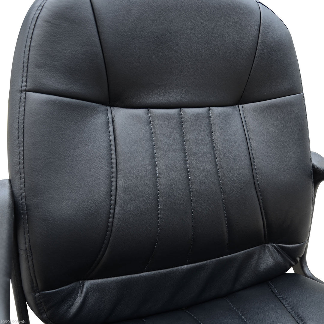 Swivel Executive Office Chair, PU Leather Computer Desk Chair with Adjustable Height, Wheels, Black