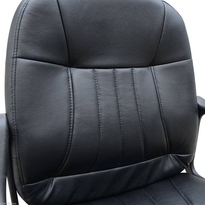 Swivel Executive Office Chair, PU Leather Computer Desk Chair with Adjustable Height, Wheels, Black