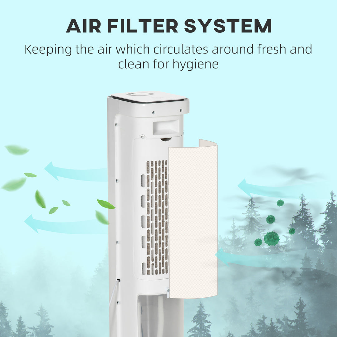Evaporative Air Cooler, 5L Water Tank Oscillating Ice Cooling Fan with 3 Modes, 3 Speeds, Remote Control, Timer, and Oscillation, White