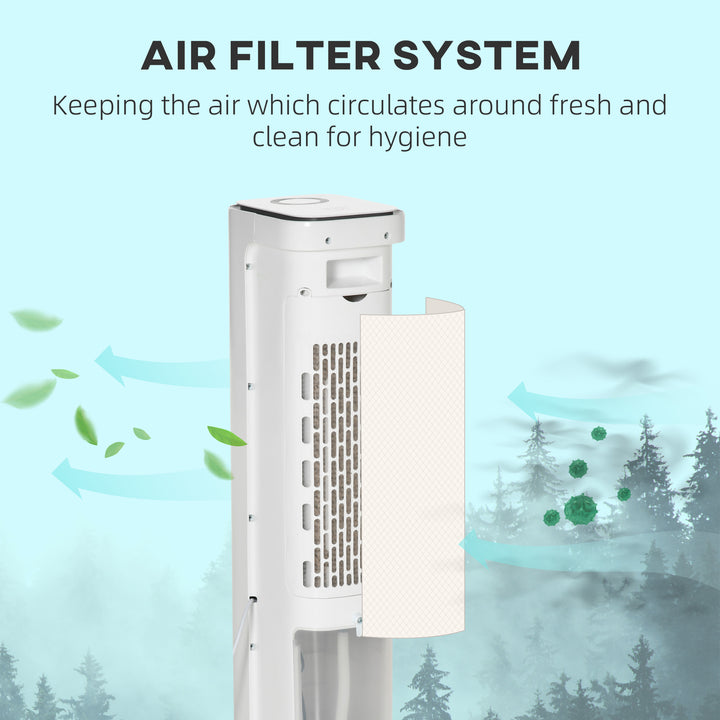 Evaporative Air Cooler, 5L Water Tank Oscillating Ice Cooling Fan with 3 Modes, 3 Speeds, Remote Control, Timer, and Oscillation, White