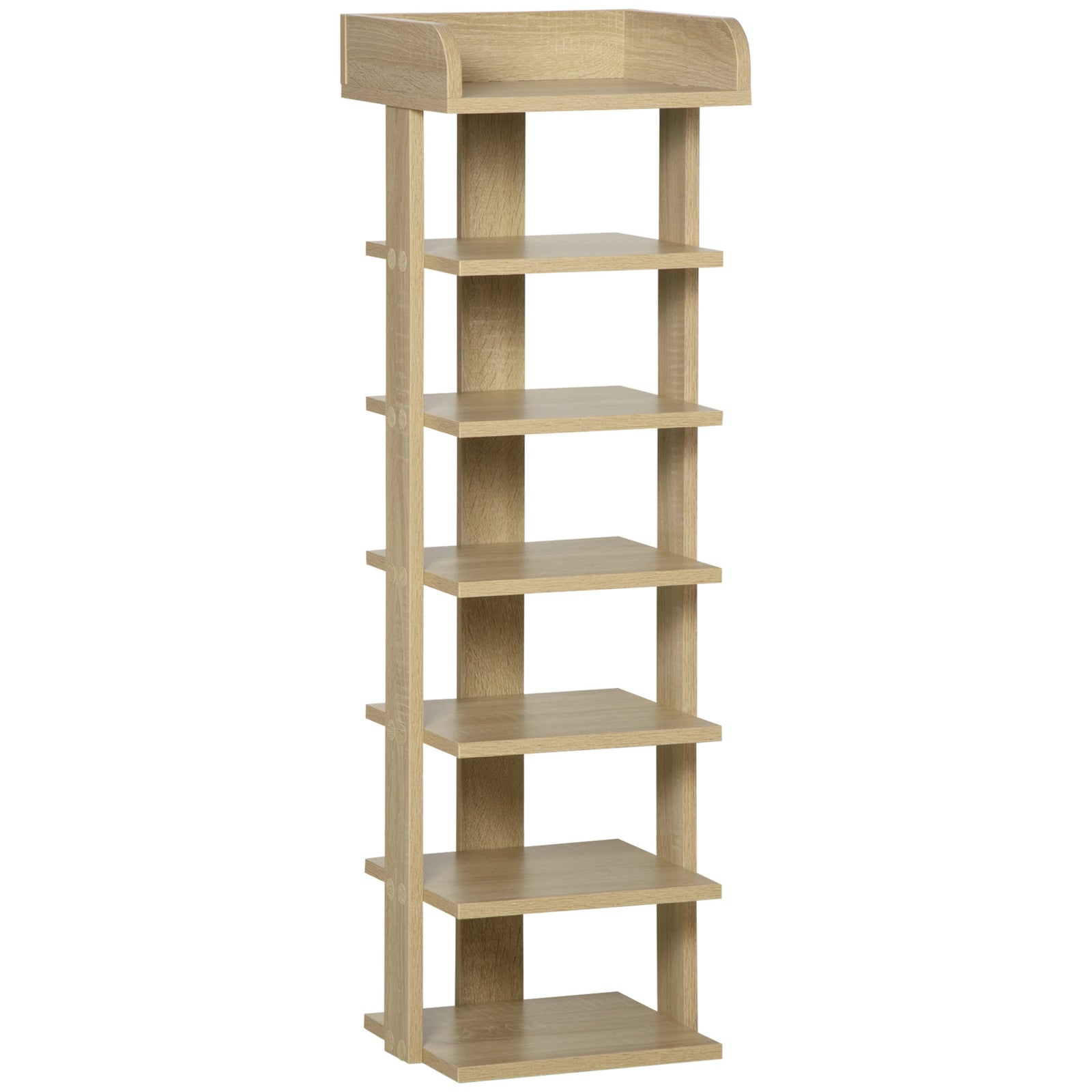 7 Tier Shoe Rack Organizer Storage Shelf Wooden Display Cabinet for Entryway Living Room Bedroom Oak