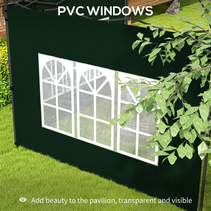 Outsunny Gazebo Side Panels, Sides Replacement with Window for 3x3(m) or 3x6m Gazebo Canopy, 2 Pack, Green