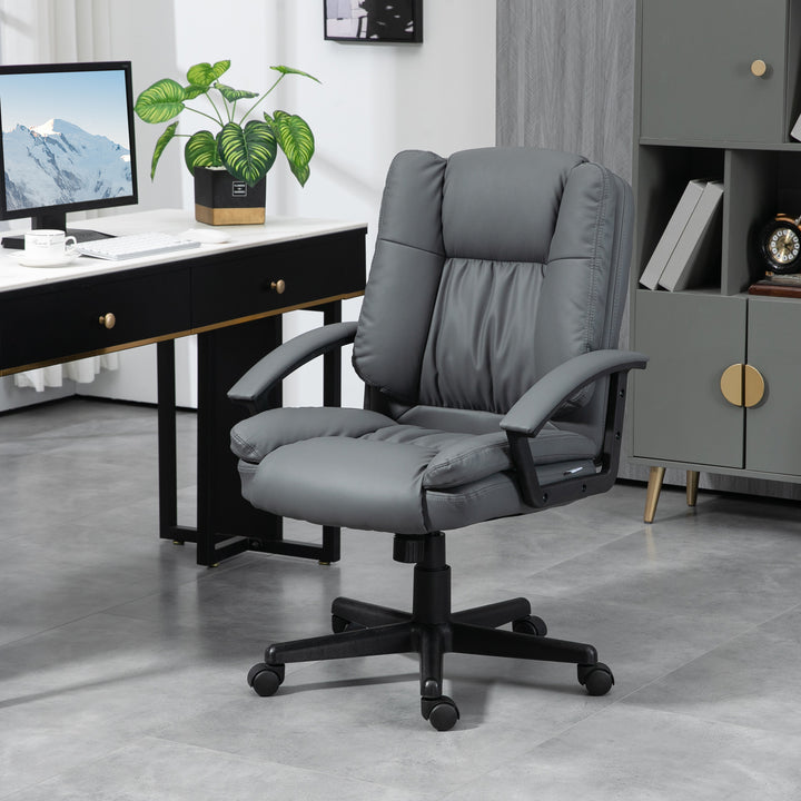 Vinsetto Office Chair, Faux Leather Computer Desk Chair, Mid Back Executive Chair with Adjustable Height and Swivel Rolling Wheels