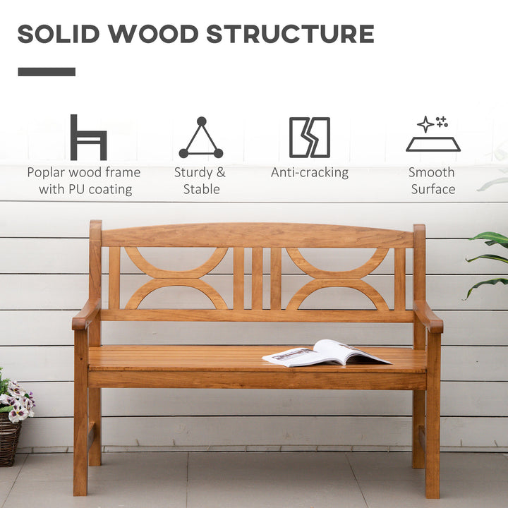 2-Seater Wooden Garden Bench Outdoor Patio Loveseat for Yard, Lawn, Porch, Natural