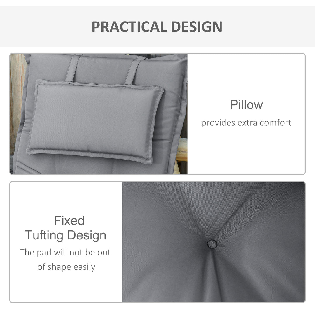 Set of 2 Outdoor Chair Cushions, High Back Padded Patio Chair with Pillow for Indoor and Outdoor Use, Dark Grey