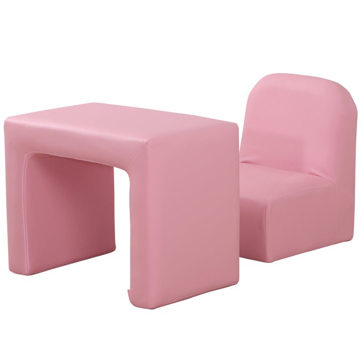 HOMCOM 2 In 1 Toddler Sofa Chair, 48 x 44 x 41 cm, for Game Relax Playroom, Pink | Aosom UK