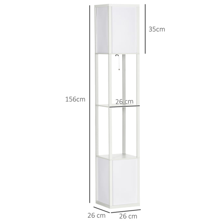 HOMCOM Floor Lamp with Shelves, Modern Floor Standing Lamp with Dual Ambient Light for Living Room, Bedroom, White | Aosom UK