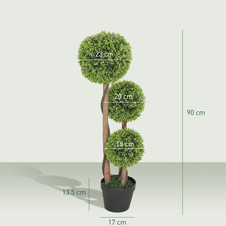 Decorative Artificial Trees Boxwood Ball Topiary Trees Set of 2 in Pot