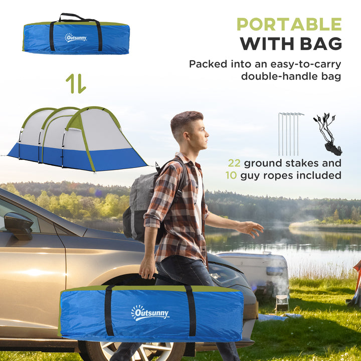 Three Man Two-Room Tent, with Porch and Accessories - Green