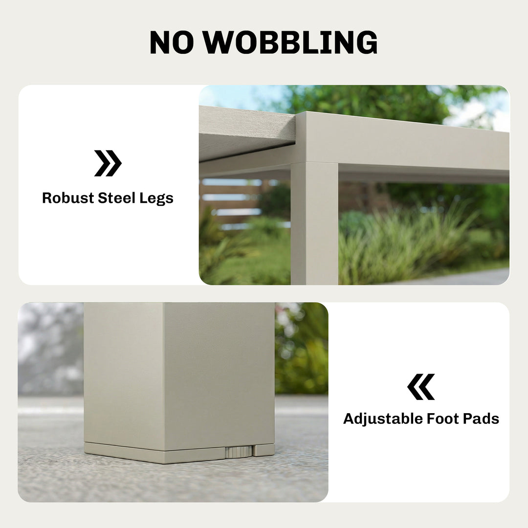 Extending Garden Table, Aluminium Outdoor Dining Table for 8-10 with W