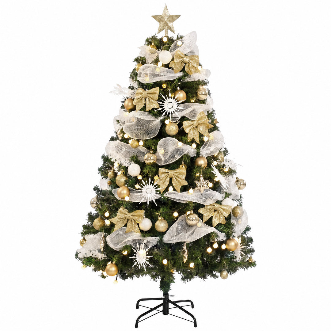 5ft Pre-Lit Christmas Tree with 150 LED Lights, Artificial Xmas Tree