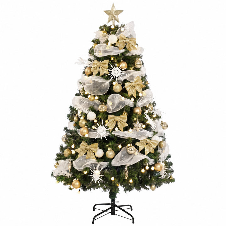 5ft Pre-Lit Christmas Tree with 150 LED Lights, Artificial Xmas Tree