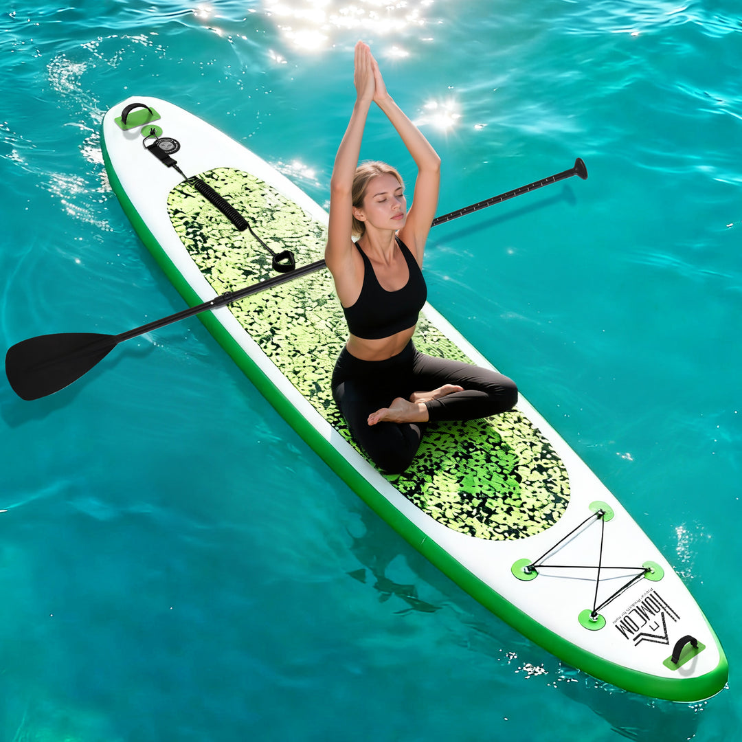 MCL Inflatable Stand Up Paddle Board, 10' x 30" x 4", Non-Slip SUP, with ISUP Accessories, Hand Pump, 3 Fins, Adj Paddle for Youth Adult Beginners/Experts