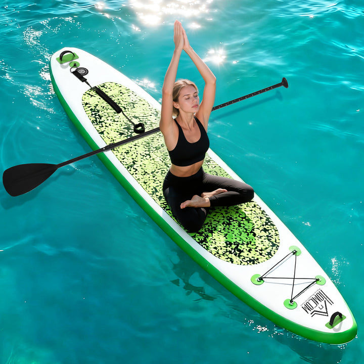 MCL Inflatable Stand Up Paddle Board, 10' x 30" x 4", Non-Slip SUP, with ISUP Accessories, Hand Pump, 3 Fins, Adj Paddle for Youth Adult Beginners/Experts