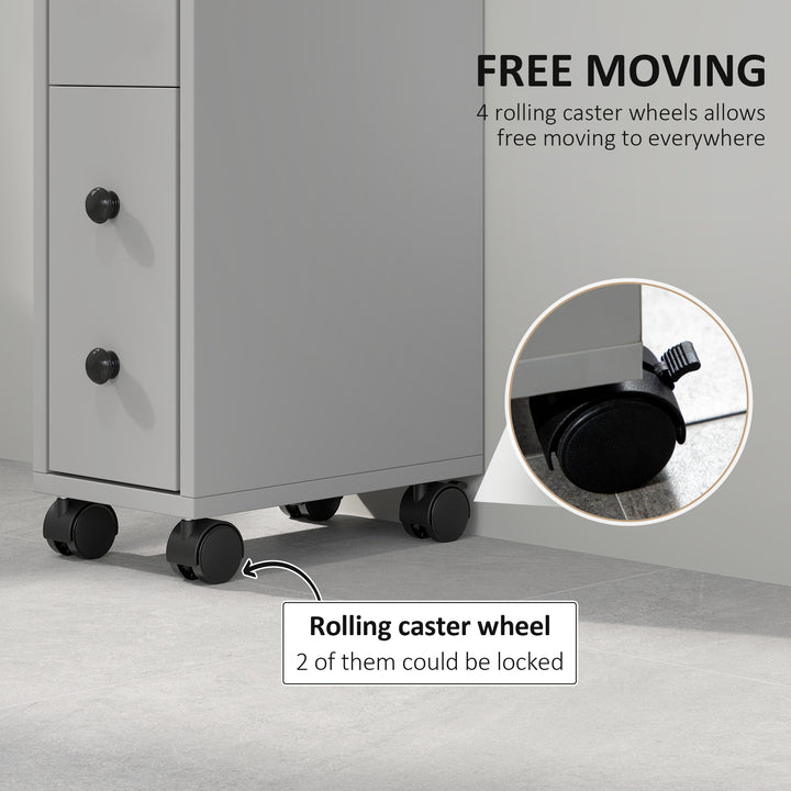 Slimline Bathroom Storage Cabinet - Grey