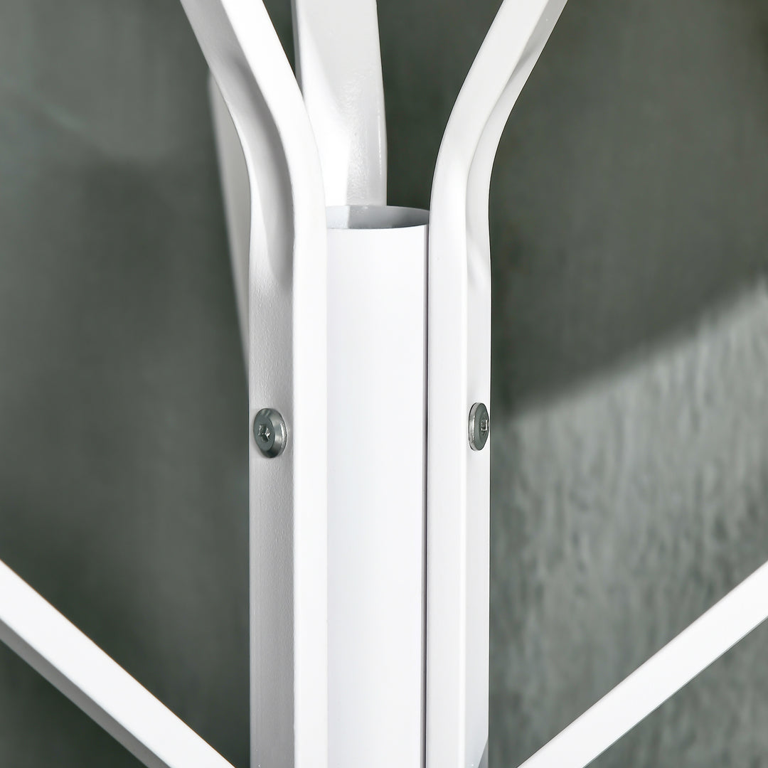 MCL Freestanding Metal Coat Rack Stand 9 Hooks Clothes Tree with 1 Shelf Hat Display Hall Tree Hanger Bag Umbrella Hanging Organiser White