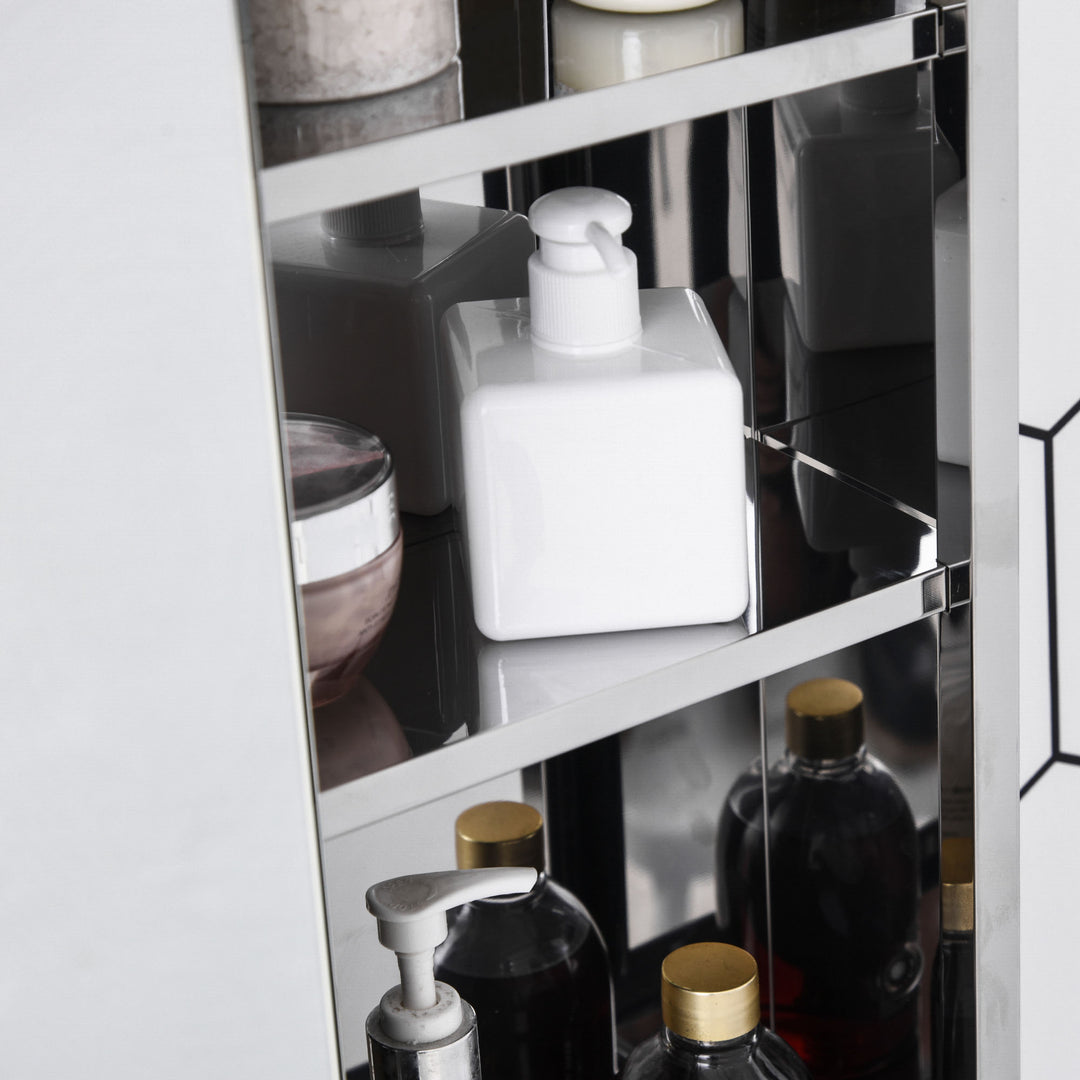 Bathroom Storage Cabinet w/Sliding Mirror Door, Wall Mounted Bathroom Cabinet with 3 Shelves, Stainless Steel Frame, 46W x 66H cm