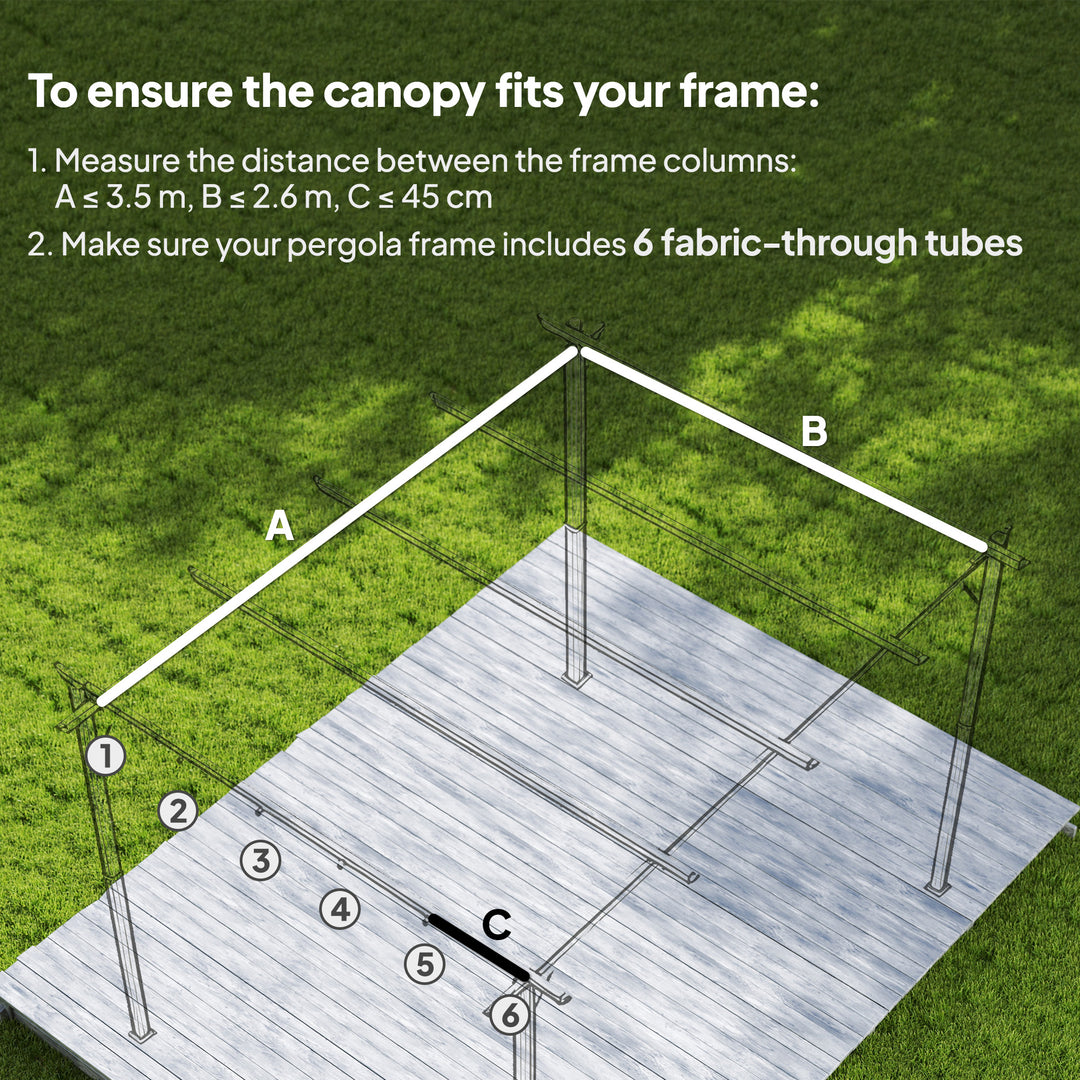 Retractable Pergola Cover, 3.5 x 2.6 m Replacement Canopy Fabric for 4
