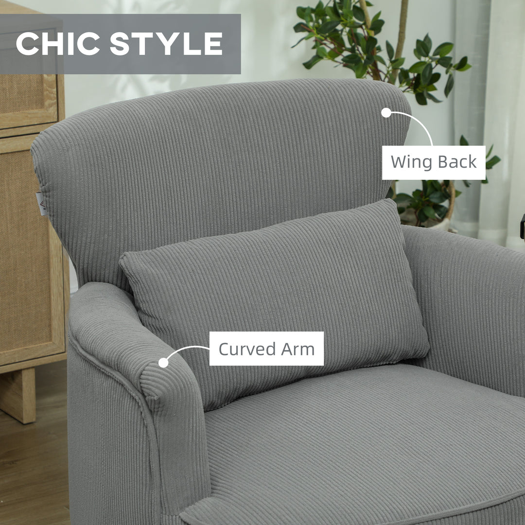 Corduroy Retro Accent Chair - Light Grey