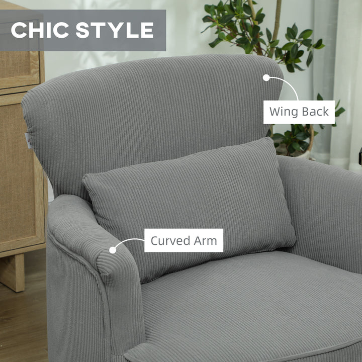 Corduroy Retro Accent Chair - Light Grey