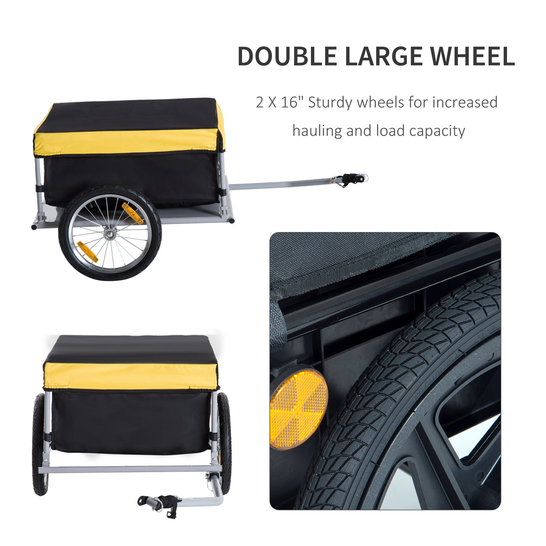 HOMCOM Steel Frame Bike Cargo Trailer Storage Cart and Luggage Trailer with Hitch Yellow