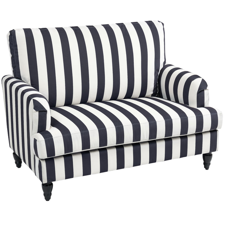 Modern Cuddle Chair, Velvet Single Sofa Armchair with Stripe, Turned Legs and Wide Seat, Upholstered Snuggle Chair for Living Room, Bedroom, Black and White