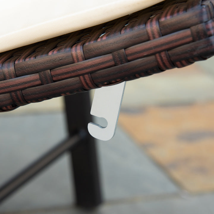 MCL Rattan Folding Sun Lounger Outdoor Chair with Cushion and Pillow Cream White