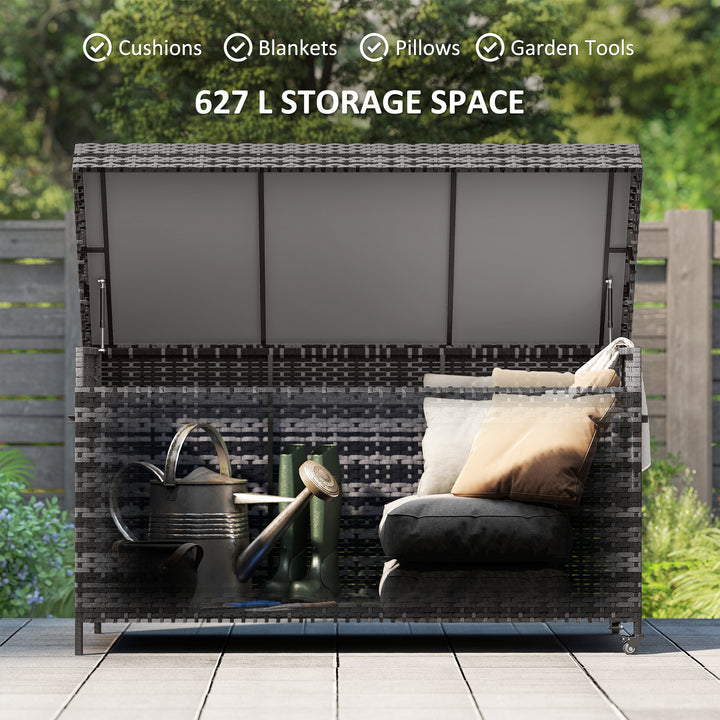 627 L Rattan Storage Box - Dark Grey