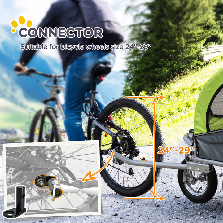 Dog Bike Trailer Pet Stroller Cart Carrier for Bicycle 360° Rotatable with Reflectors 3 Wheels Hitch Coupler Push/ Pull/ Brake Water Resistant Green