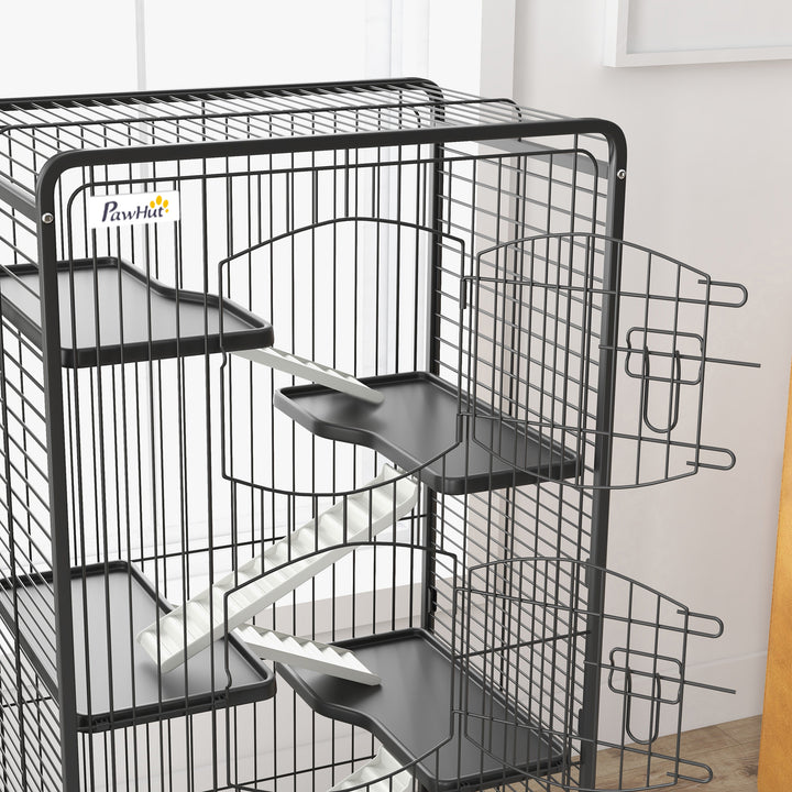 6 Levels Removable Small Animal Cage, 131cm - Black