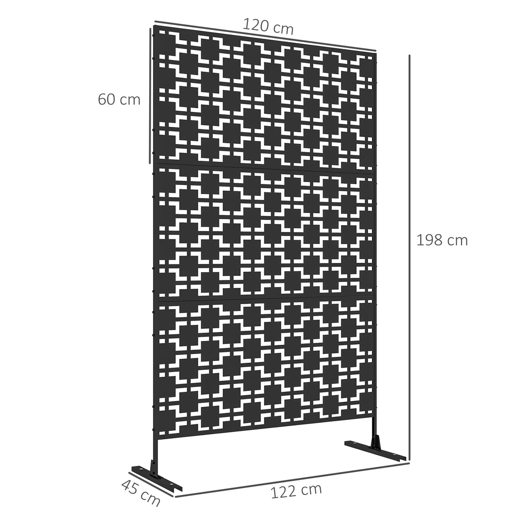MCL Metal Decorative Privacy Screen Outdoor Divider, Black Grid
