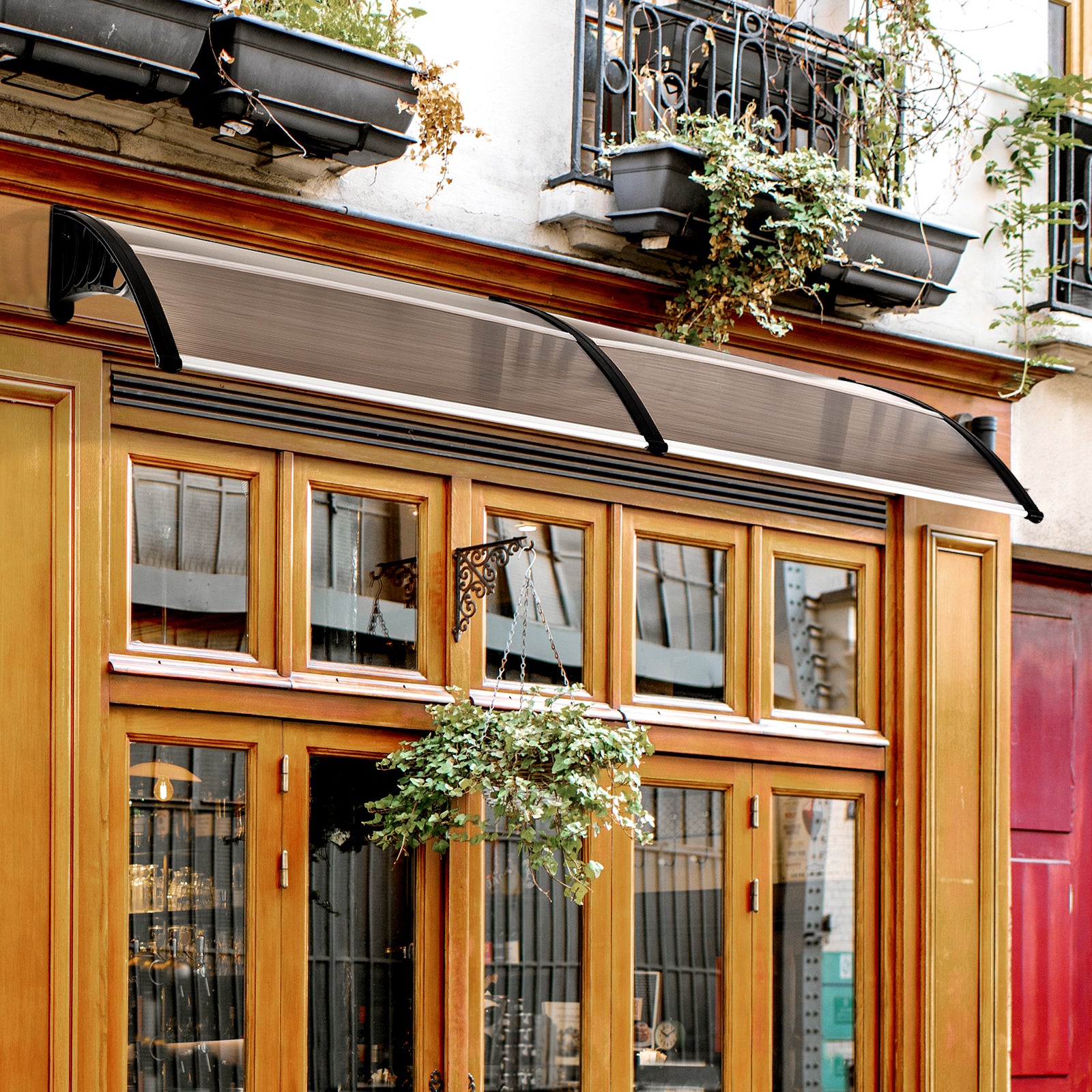 Front Door Canopy, Waterproof Outdoor Awning, 75 x 195 cm Rain Shelter for Window, Porch and Front/Back Door, Brown