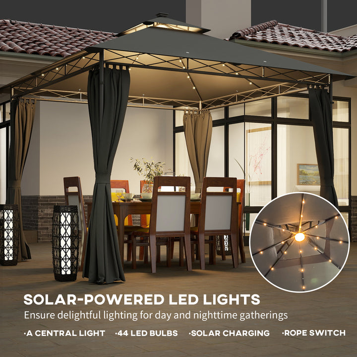 3 x 3 m Solar LED Metal Gazebo - Dark Grey