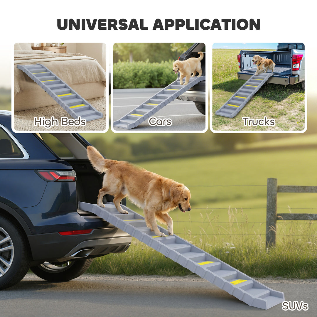 Dog Car Ramp with Anti-Slip Steps, 10-Steps Pet Stairs for Pets to Acc