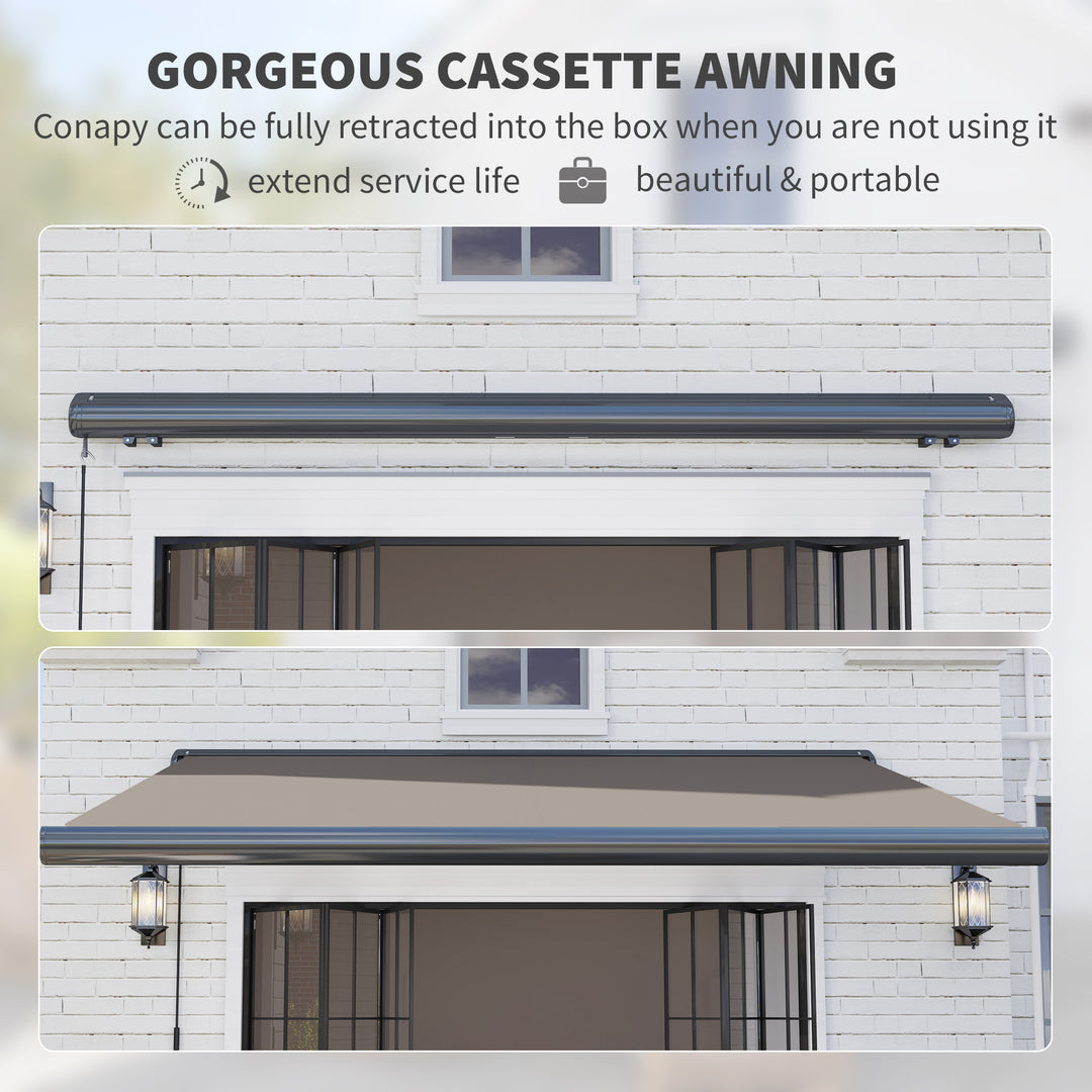 3.5 x 3 m Electric Awning with Remote Controller, Aluminium Frame DIY Retractable Awning, UV50+ Sun Shade Canopy for Garden Patio Deck Door Window, Light Grey